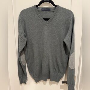 Libero Milano Cashmere Men Shirt Size L Green Gray Sweater Patch Knit Italy Top
